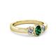 3 - Caron Oval Cut Emerald and Diamond Three Stone Engagement Ring 