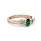 3 - Caron Oval Cut Emerald and Diamond Three Stone Engagement Ring 