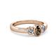 3 - Caron Oval Cut Smoky Quartz and Diamond Three Stone Engagement Ring 