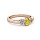 3 - Caron Oval Cut Yellow Sapphire and Diamond Three Stone Engagement Ring 