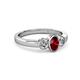 3 - Caron Oval Cut Ruby and Diamond Three Stone Engagement Ring 