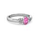 3 - Caron Oval Cut Pink Sapphire and Diamond Three Stone Engagement Ring 