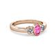 3 - Caron Oval Cut Pink Sapphire and Diamond Three Stone Engagement Ring 