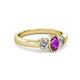 3 - Caron Oval Cut Amethyst and Diamond Three Stone Engagement Ring 