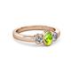 3 - Caron Oval Cut Peridot and Diamond Three Stone Engagement Ring 