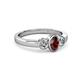 3 - Caron Oval Cut Red Garnet and Diamond Three Stone Engagement Ring 