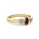3 - Caron Oval Cut Red Garnet and Diamond Three Stone Engagement Ring 