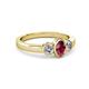 3 - Caron Oval Cut Rhodolite Garnet and Diamond Three Stone Engagement Ring 