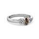 3 - Caron Oval Cut Smoky Quartz and Diamond Three Stone Engagement Ring 