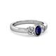 3 - Caron Oval Cut Blue Sapphire and Diamond Three Stone Engagement Ring 