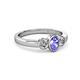 3 - Caron Oval Cut Tanzanite and Diamond Three Stone Engagement Ring 
