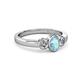 3 - Caron Oval Cut Aquamarine and Diamond Three Stone Engagement Ring 