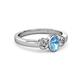 3 - Caron Oval Cut Blue Topaz and Diamond Three Stone Engagement Ring 