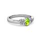 3 - Caron Oval Cut Peridot and Diamond Three Stone Engagement Ring 