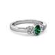 3 - Caron Oval Cut Emerald and Diamond Three Stone Engagement Ring 