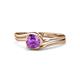 1 - Elena Signature 5.50 mm Round Amethyst Bypass Solitaire Engagement Ring 