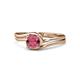 1 - Elena Signature 5.50 mm Round Rhodolite Garnet Bypass Solitaire Engagement Ring 