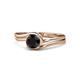 1 - Elena Signature 5.50 mm Round Black Diamond Bypass Solitaire Engagement Ring 