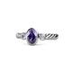1 - Carolyn Oval Cut Iolite and Diamond Three Stone Engagement Ring 