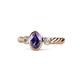 1 - Carolyn Oval Cut Iolite and Diamond Three Stone Engagement Ring 