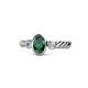 1 - Carolyn Oval Cut Emerald and Diamond Three Stone Engagement Ring 
