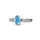 1 - Carolyn Oval Cut Blue Topaz and Diamond Three Stone Engagement Ring 