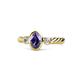 1 - Carolyn Oval Cut Iolite and Diamond Three Stone Engagement Ring 