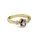 3 - Carolyn Oval Cut Iolite and Diamond Three Stone Engagement Ring 
