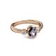 3 - Carolyn Oval Cut Iolite and Diamond Three Stone Engagement Ring 
