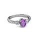 3 - Carolyn Oval Cut Amethyst and Diamond Three Stone Engagement Ring 