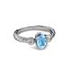 3 - Carolyn Oval Cut Blue Topaz and Diamond Three Stone Engagement Ring 