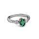3 - Carolyn Oval Cut Emerald and Diamond Three Stone Engagement Ring 