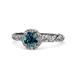 1 - Allene Signature Blue and White Diamond Halo Engagement Ring 