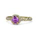 1 - Allene Signature Amethyst and Diamond Halo Engagement Ring 