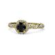1 - Allene Signature Black and White Diamond Halo Engagement Ring 