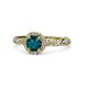 1 - Allene Signature London Blue Topaz and Diamond Halo Engagement Ring 