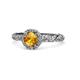 1 - Allene Signature Citrine and Diamond Halo Engagement Ring 
