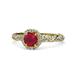 1 - Allene Signature Ruby and Diamond Halo Engagement Ring 