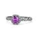 1 - Allene Signature Amethyst and Diamond Halo Engagement Ring 