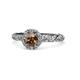 1 - Allene Signature Smoky Quartz and Diamond Halo Engagement Ring 