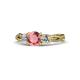 1 - Alika Signature Pink Tourmaline and Diamond Three Stone Engagement Ring 