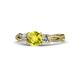 1 - Alika Signature Yellow and White Diamond Three Stone Engagement Ring 