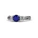 1 - Alika Signature Blue Sapphire and Diamond Three Stone Engagement Ring 