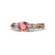 1 - Alika Signature Pink Tourmaline and Diamond Three Stone Engagement Ring 