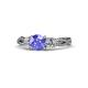 1 - Alika Signature Tanzanite and Diamond Three Stone Engagement Ring 