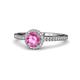 1 - Syna Signature Pink Sapphire and Diamond Halo Engagement Ring 