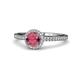 1 - Syna Signature Rhodolite Garnet and Diamond Halo Engagement Ring 