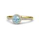 1 - Syna Signature Aquamarine and Diamond Halo Engagement Ring 