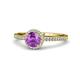 1 - Syna Signature Amethyst and Diamond Halo Engagement Ring 