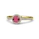 1 - Syna Signature Rhodolite Garnet and Diamond Halo Engagement Ring 